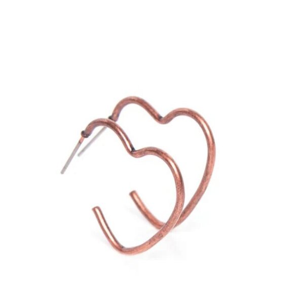 Paparazzi Jewelry Accessories - Burnished Beau - Copper Earrings - Vintage - Picture 2 of 4